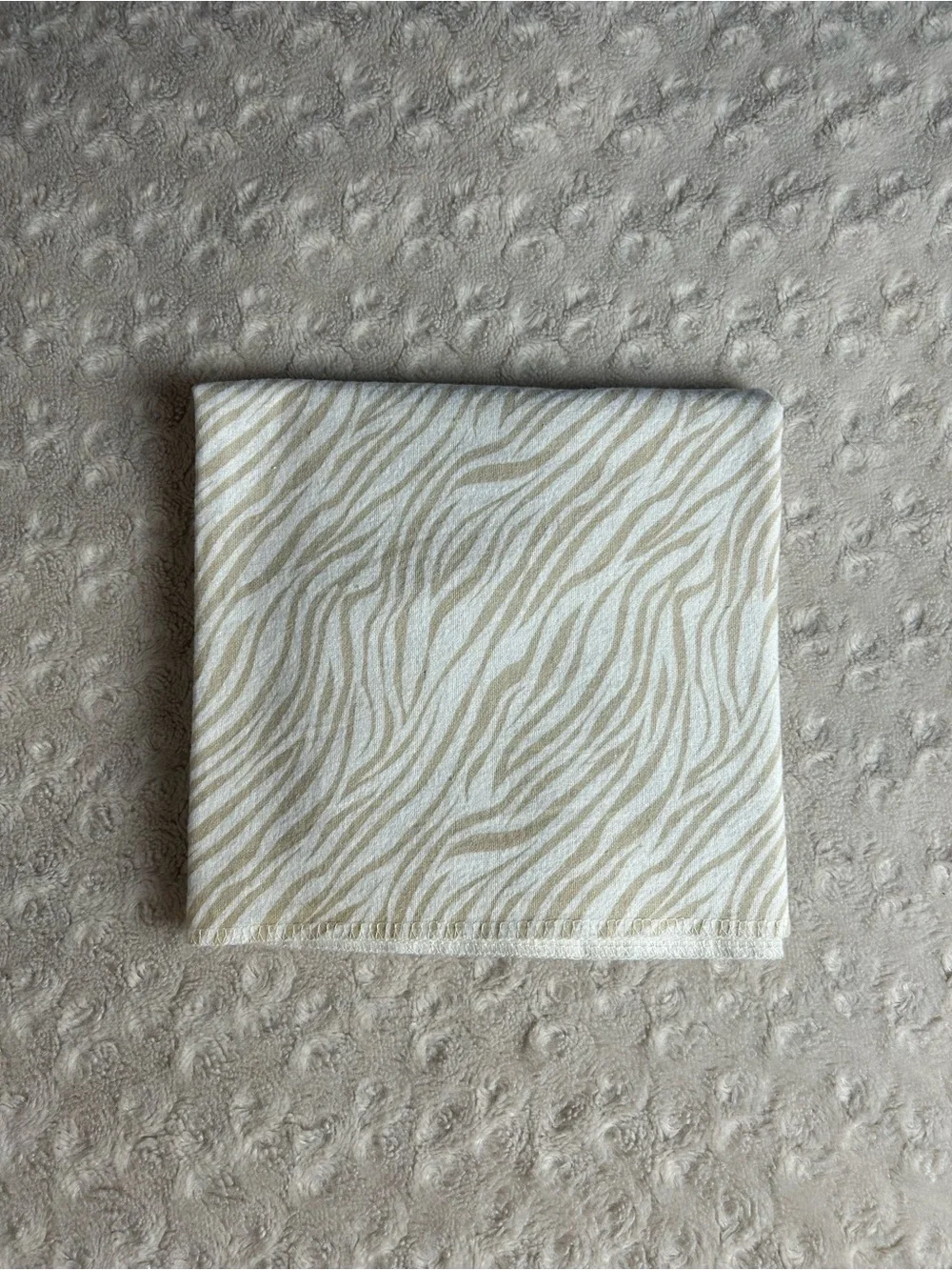 Parent's Choice Tan White Zebra Print Baby Receiving Blanket Flannel Cotton